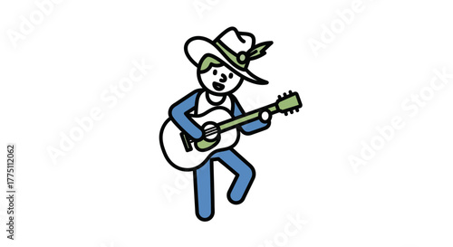 Cartoon musician with guitar showcasing artistic simplicity and cultural expression
