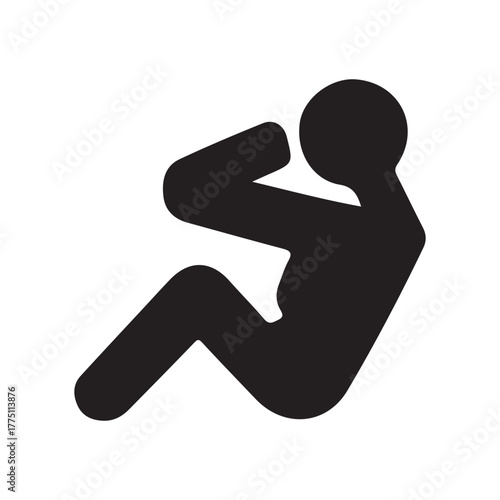 Simple fitness icon of person doing a sit-up exercise graphic