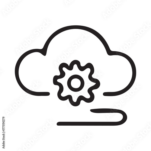 Cloud computing settings configuration management line icon design