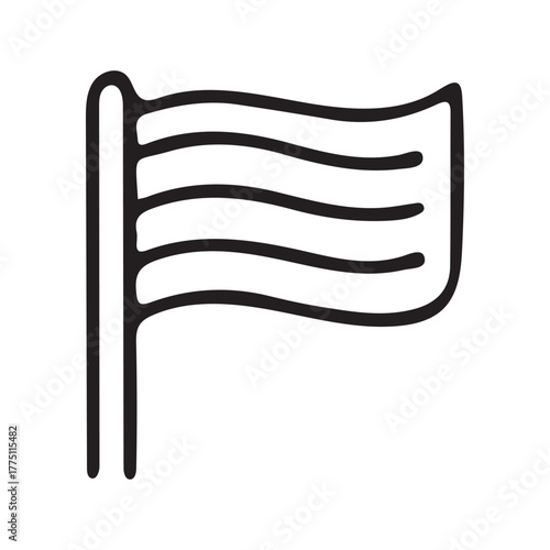 Waving flag pole outline icon representing nation symbol graphic isolated on white background