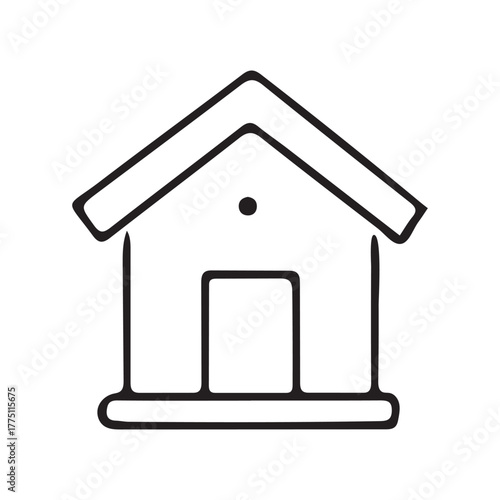 Minimalist house icon line art representing home and property isolated on white background