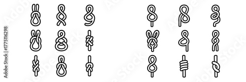 Collection of various knot types and designs showcasing intricate knot-tying techniques for practical use and crafts