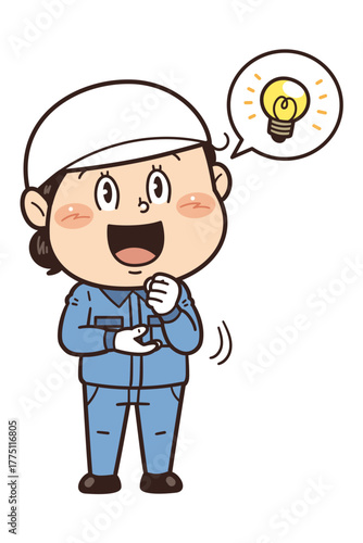 工場で働く作業員が『なるほど』のジェスチャーをしているイラスト｜不安全行動・不安全状態・労働災害