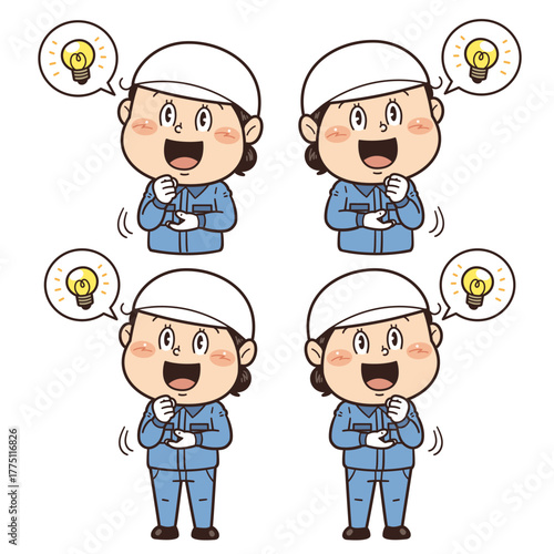 工場で働く作業員が『なるほど』のジェスチャーをしているイラスト｜不安全行動・不安全状態・労働災害