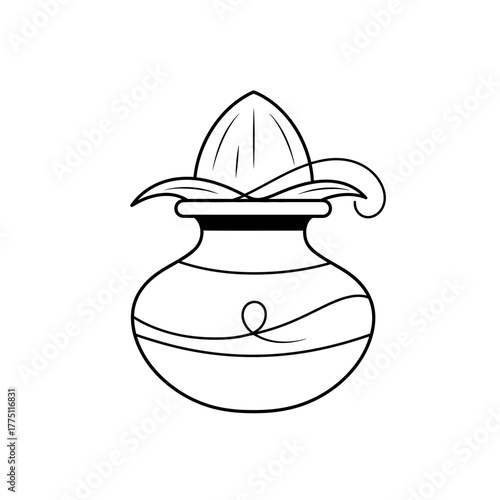 Kalash with coconut illustration