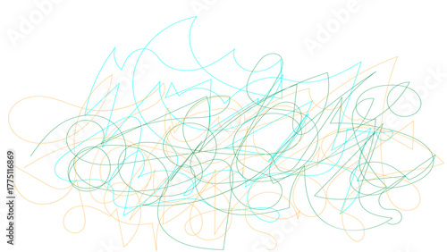 Random coloring line pattern background. Decorative pattern with tangled curved lines. Random chaotic lines abstract geometric pattern vector background.	