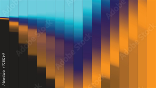 Vibrant geometric striped pattern blending cyan blue and orange tones with gradient lighting for modern digital background design