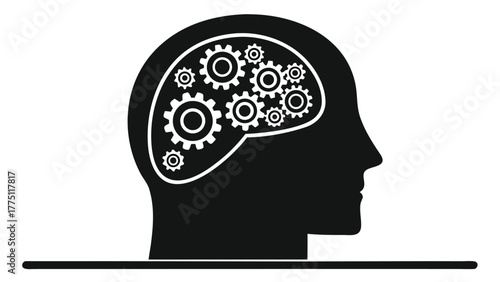 Innovative thinking concept with gears inside human head representing problem solving