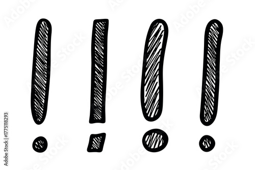 Set of hand drawn exclamation mark clipart Single element for design