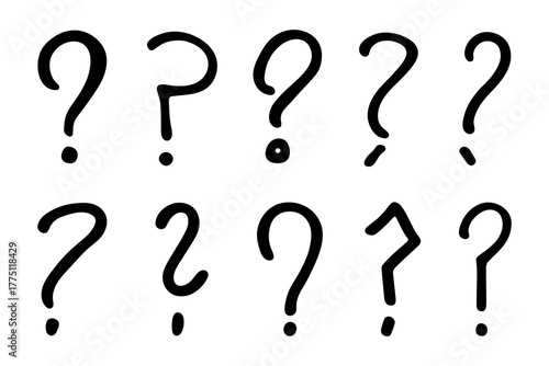 Set of hand drawn question mark clipart Single element for design