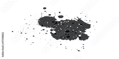 Black ink splat and blot design with grunge texture vector illustration.