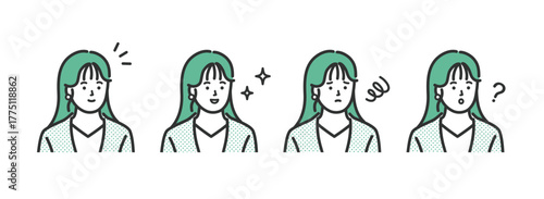 ビジネス　女性の表情アイコンイラストセット