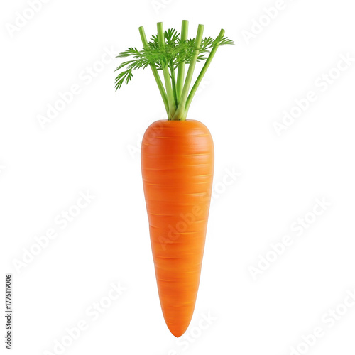 3d realistic orange carrot with green stems fresh vegetable render