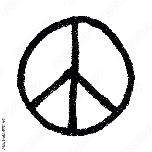 Hand drawn peace sign No war symbol Hippie clipart in doodle style Single element for print, web, design, decor