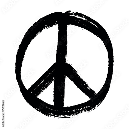 Hand drawn peace sign No war symbol Hippie clipart in doodle style Single element for print, web, design, decor