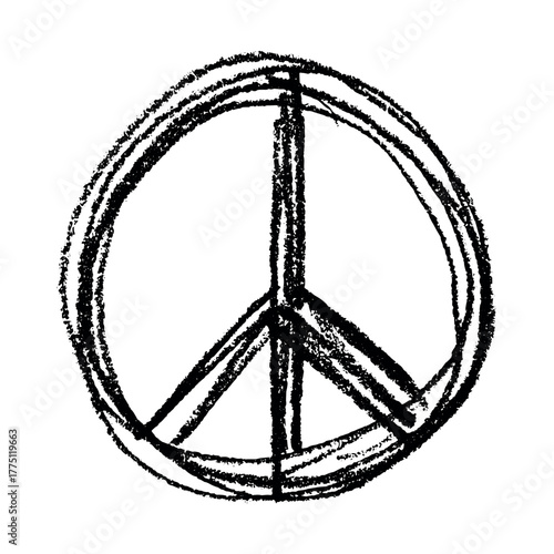 Hand drawn peace sign No war symbol Hippie clipart in doodle style Single element for print, web, design, decor