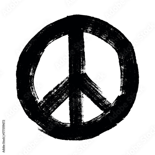 Hand drawn peace sign No war symbol Hippie clipart in doodle style Single element for print, web, design, decor