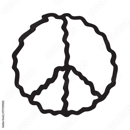 Hand drawn peace sign No war symbol Hippie clipart in doodle style Single element for print, web, design, decor