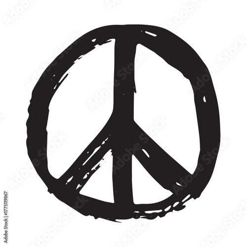 Hand drawn peace sign No war symbol Hippie clipart in doodle style Single element for print, web, design, decor