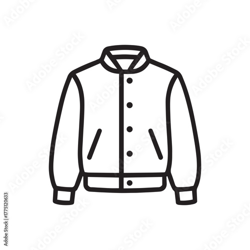Varsity Bomber Jacket Vector Outline Icon
