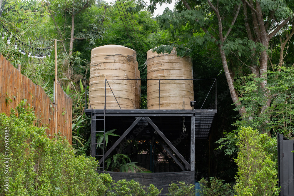 Fototapeta premium Water Tower - Storage Tank, Order, Residential Building, Storage Tank, Automatic