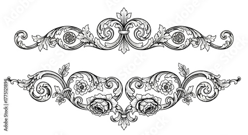 Elegant Gold Flourish Dividers & Ornamental Border Designs | Vintage Decorative Scroll Frames, Classic Victorian Luxury Line Art Elements