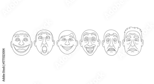 Illustrative depiction of varying human expressions in minimalist line art style showcasing