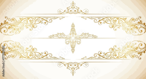 Elegant Gold Flourish Dividers & Ornamental Border Designs | Vintage Decorative Scroll Frames, Classic Victorian Luxury Line Art Elements