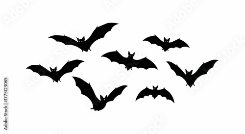 Bat Swarm Vector Art Silhouette Design for Halloween and Spooky Themes