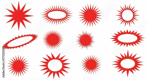 Radiant Red Suns A Collection of Starburst Vector Designs for Dynamic Graphic Compositions