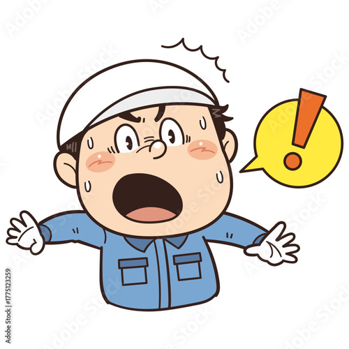 工場や現場で働く作業員がびっくりしているイラスト｜不安全行動・不安全状態・労働災害