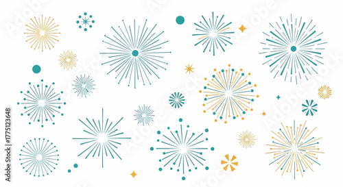 Festive Sparkle A Vector Collection of Ornamental Fireworks and Bursting Star Designs