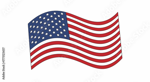 American Flag Vector Patriotic Symbol of Freedom and Independence Waving in the Wind