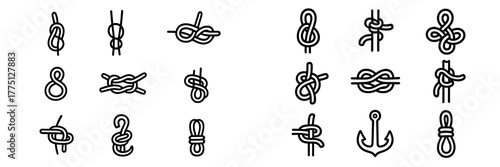 Different types of knots displayed in a clean, minimalist layout for educational purposes or crafting ideas