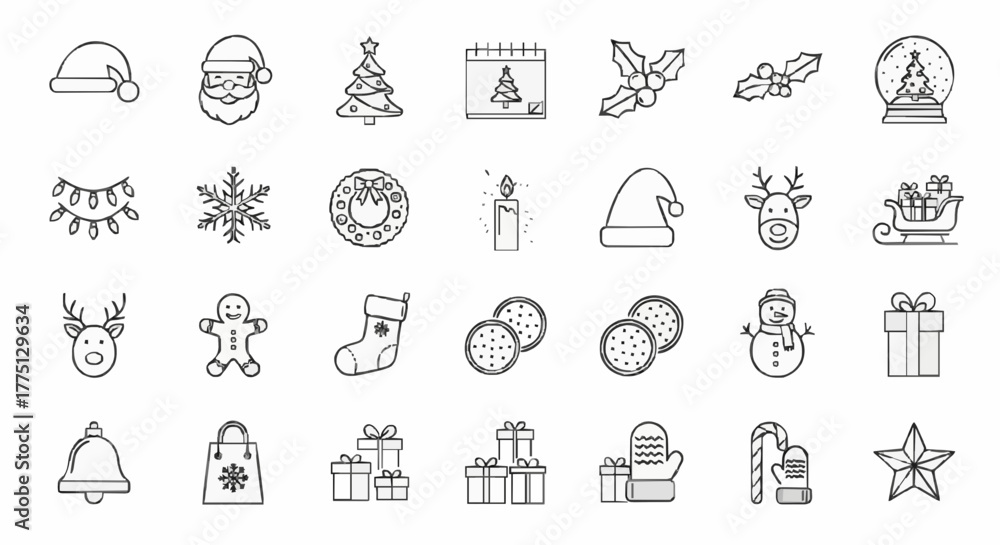 Fototapeta premium Collection of christmas holiday icons