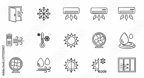 Collection of air conditioning and weather icons