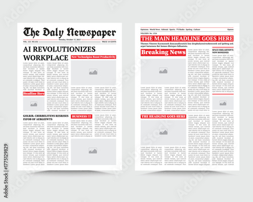 Newspaper Template Design, old newspaper and daily newspaper, vintage newspaper design template
