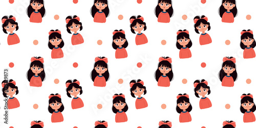vector illustration seamless pattern with charming girls