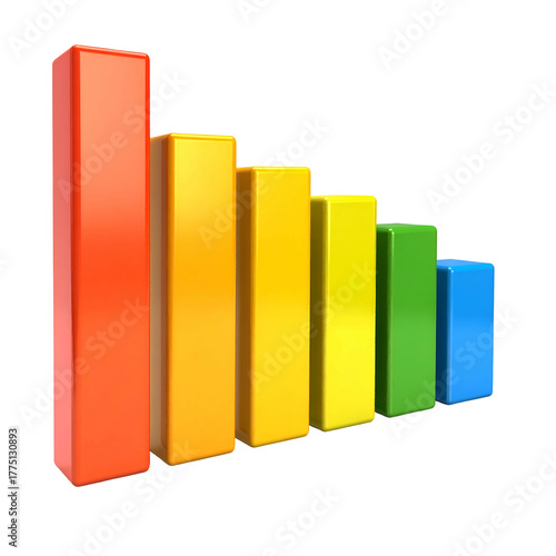 Free Download Colorful bar graph depicting declining values with vibrant, glossy, ascending bars - GFXLoad