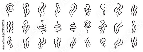 hot steam icon design line element, doodle smell sign, wave symbol. hot drink lines