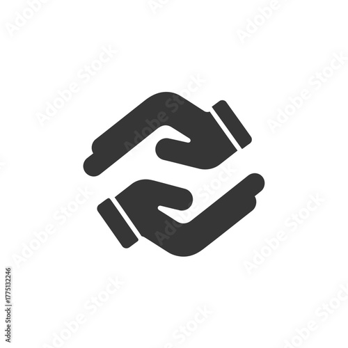 Glyph Icon of Interlocking Hands Symbolizing Community Support and Unified Human Care