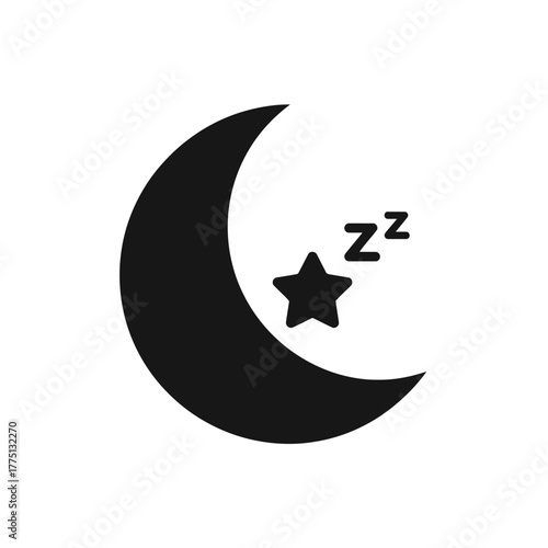Serene Glyph Icon for Healthy Sleep Cycles and Restful Nighttime Regeneration Wellness