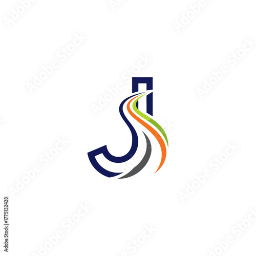 Elegant Line Art Logo Featuring Letter J Stylized as a Continuous Travel Path