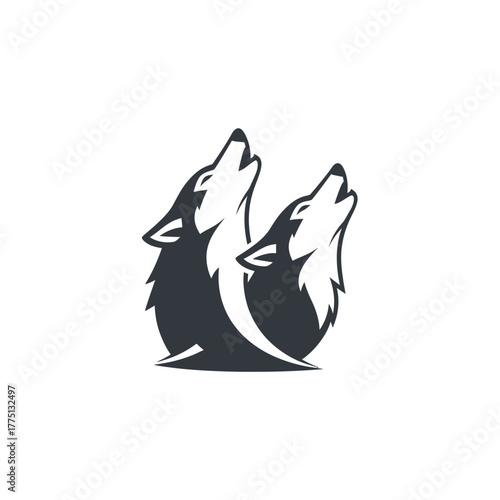 Interlocking Wolves Icon Symbolizing Unity Pack Loyalty in Two-Tone Glyph