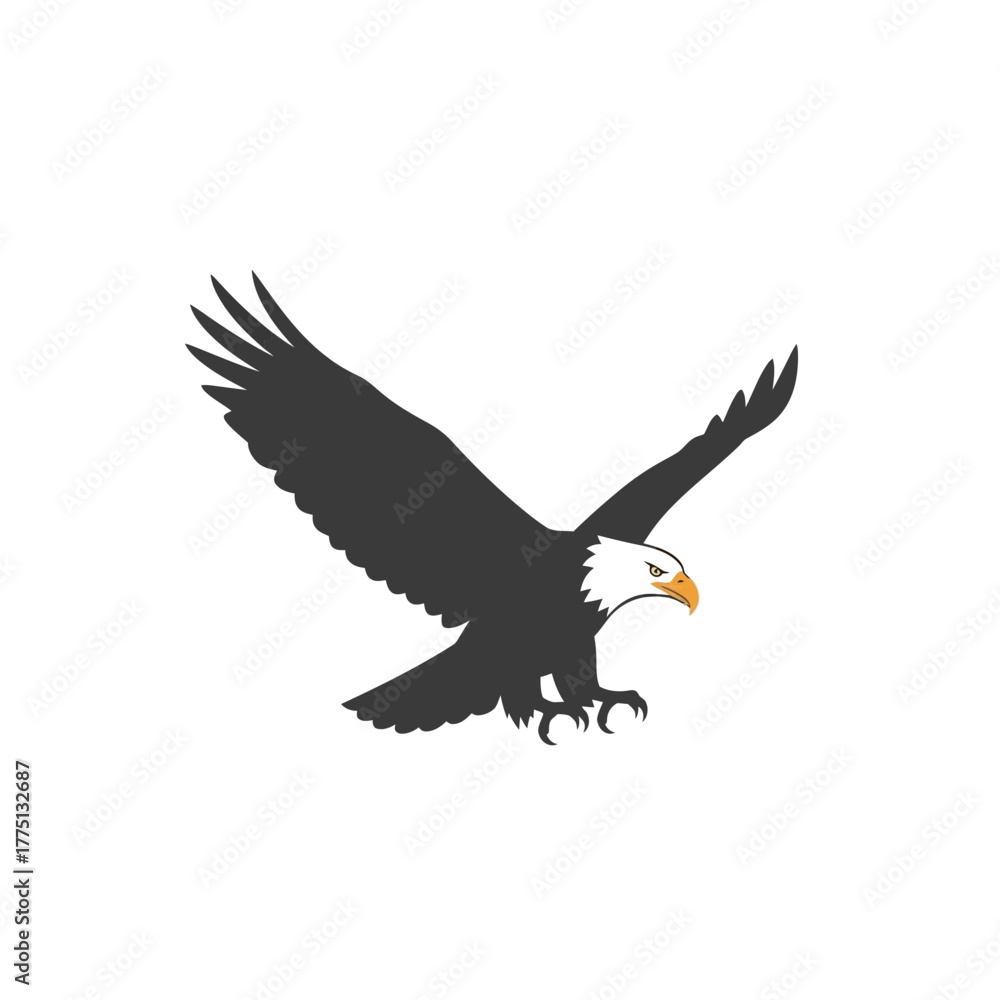 Fototapeta premium Soaring Eagle Silhouette Glyph Icon Symbolizing Freedom and Powerful Vision Clip Art