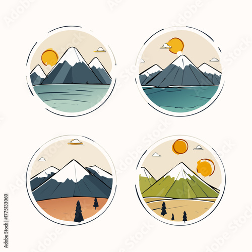 set of vector icons of camping