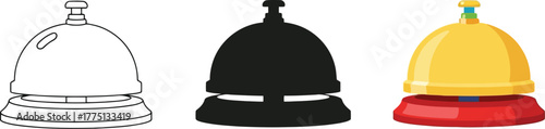 Hotel reception call bell in different styles presentation