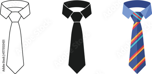 Stylish tie collection vector set business or fashion design