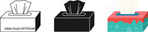 Tissue box icon set illustration for personal hygiene needs