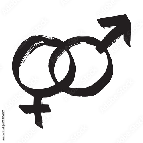 Hand drawn heterosexual gender identity sign Symbol used to represent sex and gender